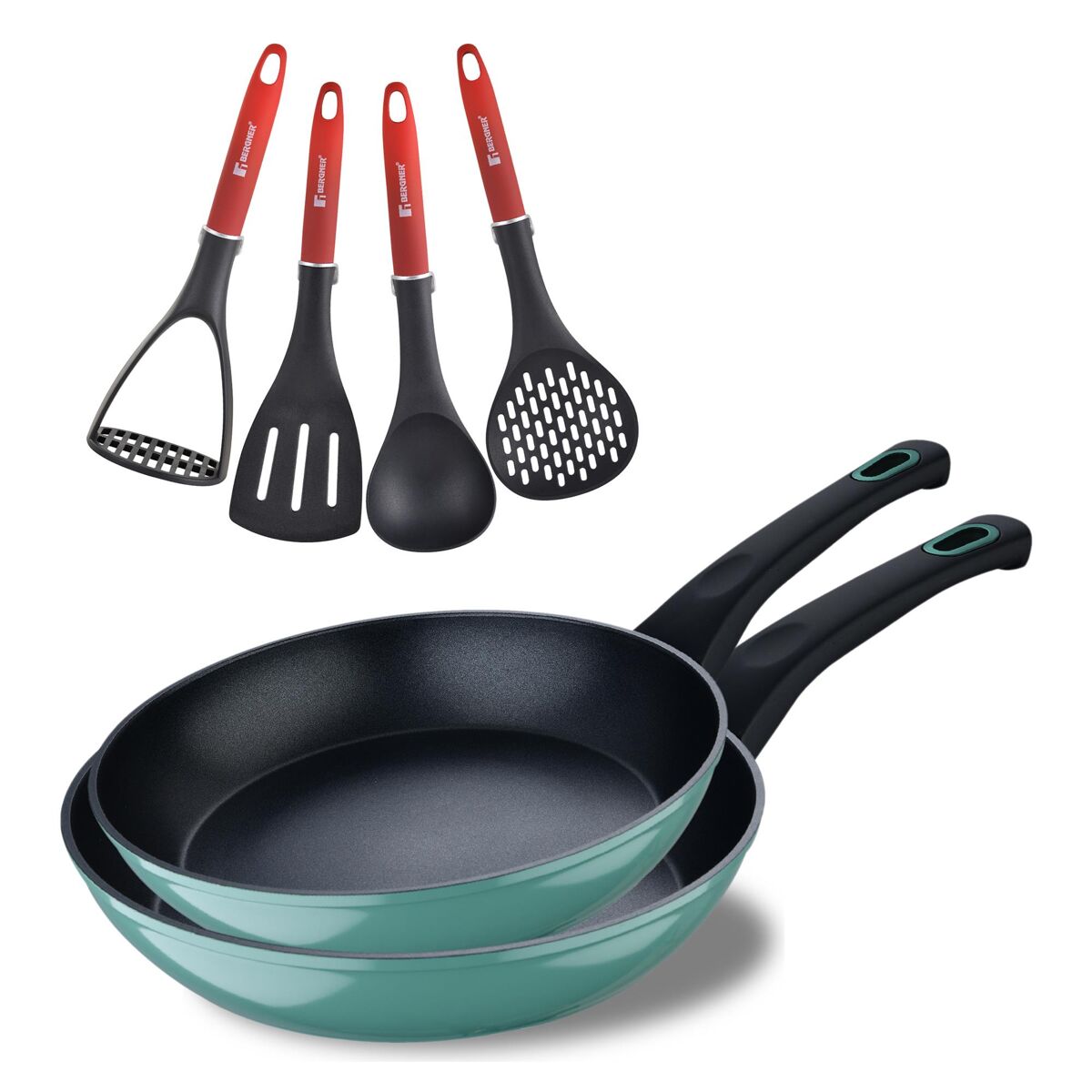 Conjunto de 2 frigideiras classique em + utensílios de cozinha bergner