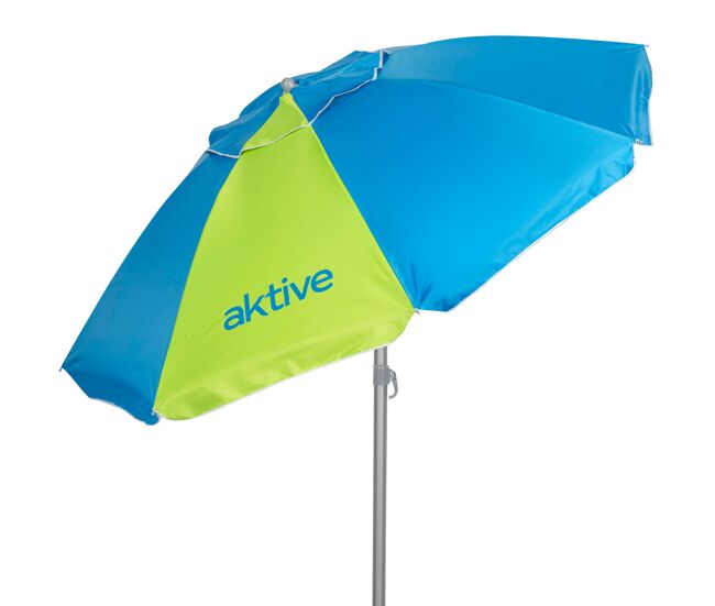 Aktive guarda-sol de praia à prova de vento com 8 hastes, 220 cm, azul e verde (entrega aleatória)