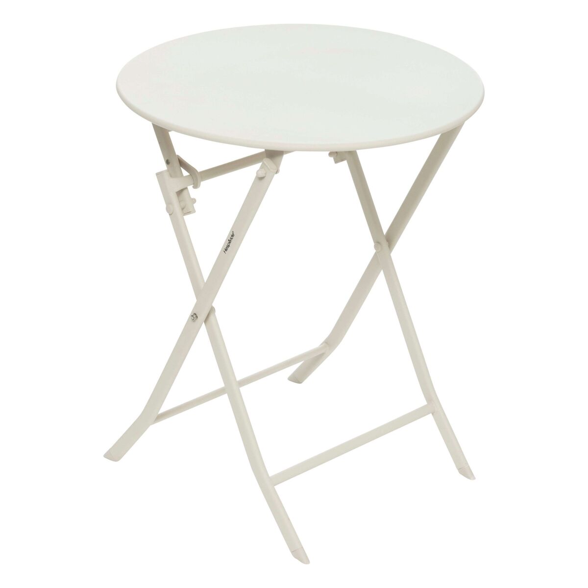 Mesa redonda dobrável para área externa greensboro, jardim, terraço, estilo moderno, cor argila, 60x71 cm