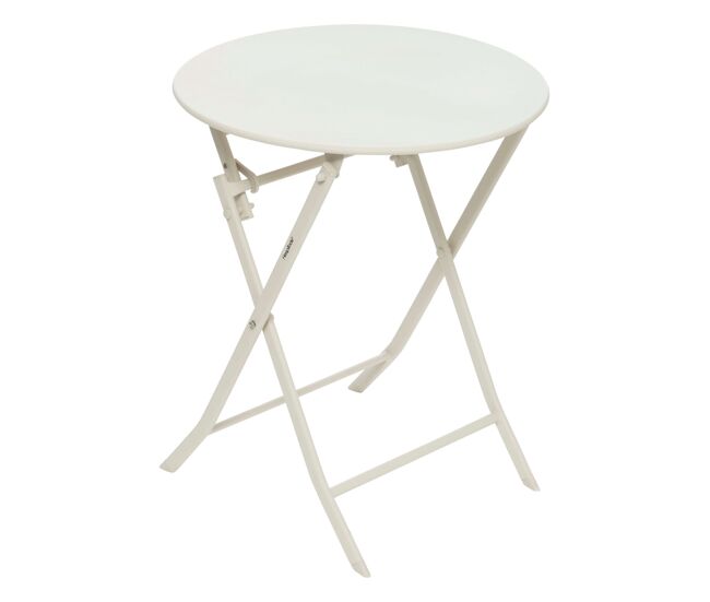 Mesa redonda dobrável para área externa greensboro, jardim, terraço, estilo moderno, cor argila, 60x71 cm