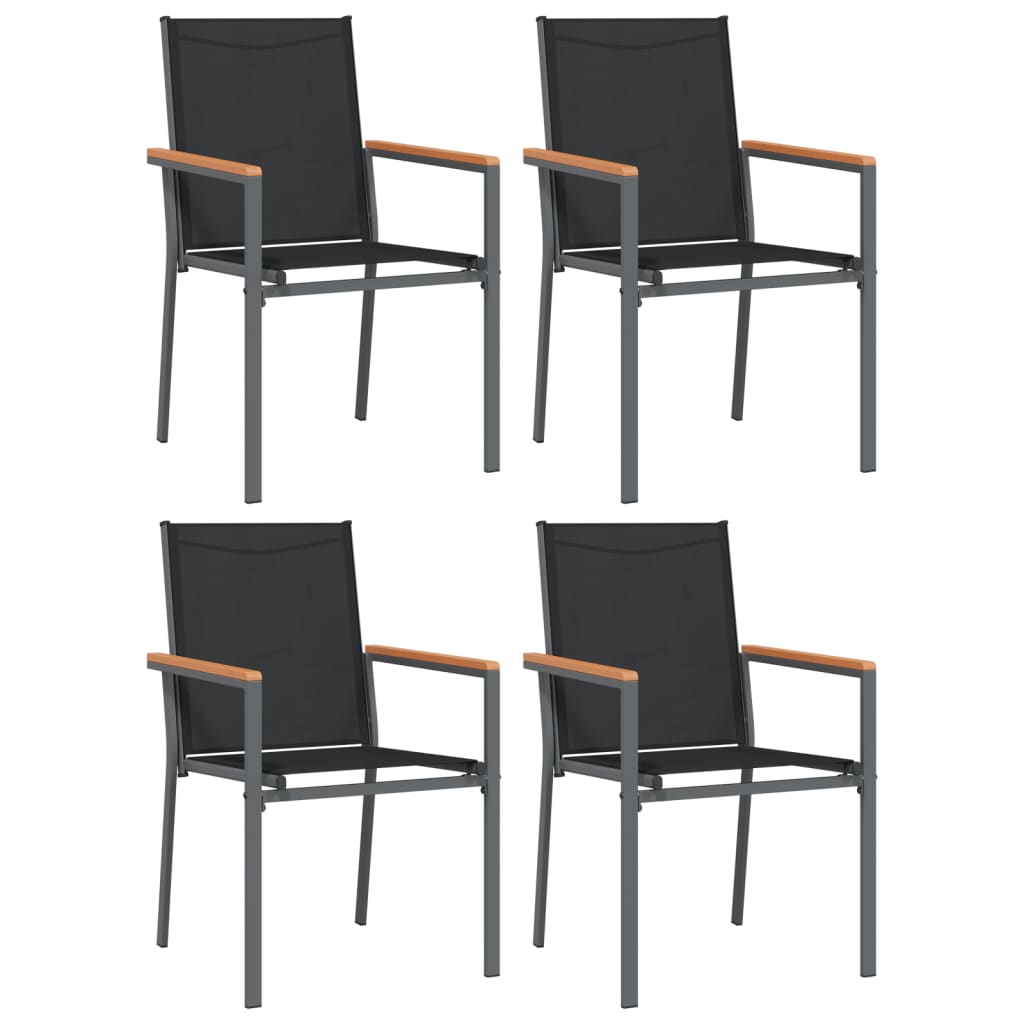 Vidaxl cadeiras de jardim 4 pcs 55x61,5x90 textilene e aço preto