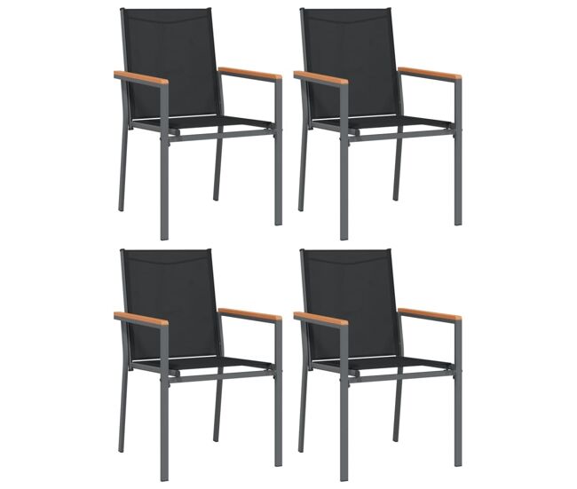 Vidaxl cadeiras de jardim 4 pcs 55x61,5x90 textilene e aço preto