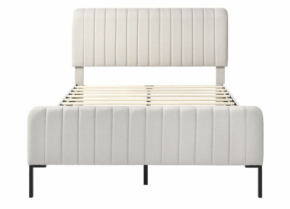 Cama estofada em linho cinza-bege cama de casal king 140x200cm egmoid queen