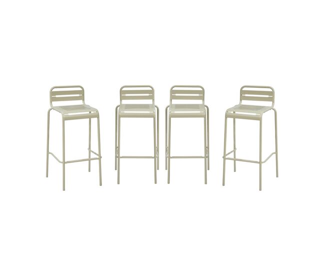 Cadeira alta de jardim em aço, set de 4, amelia, beige, 44x41x85 cm