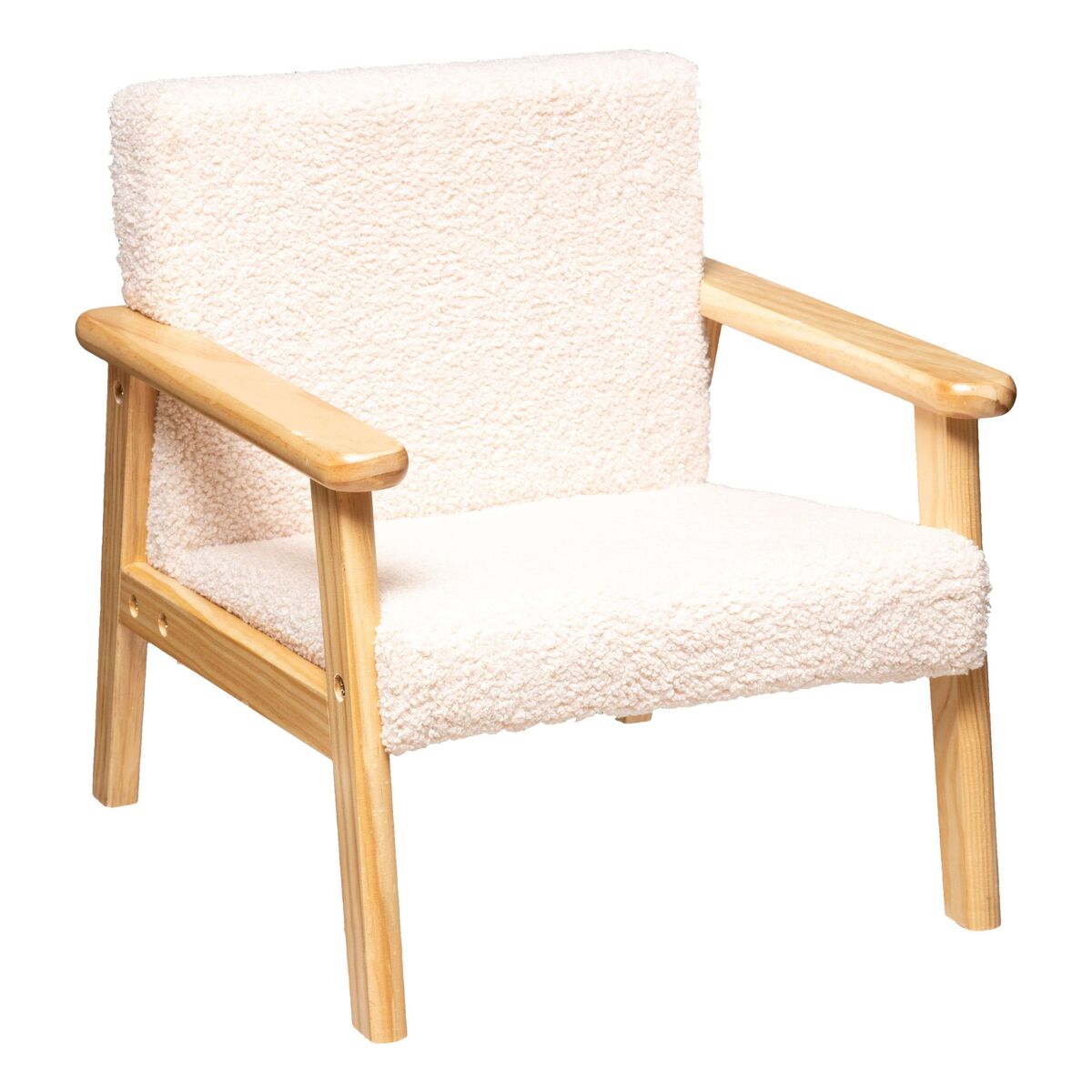 Poltrona infantil basile fabric, móvel para meninos e meninas, bege e carvalho claro, 43 cm