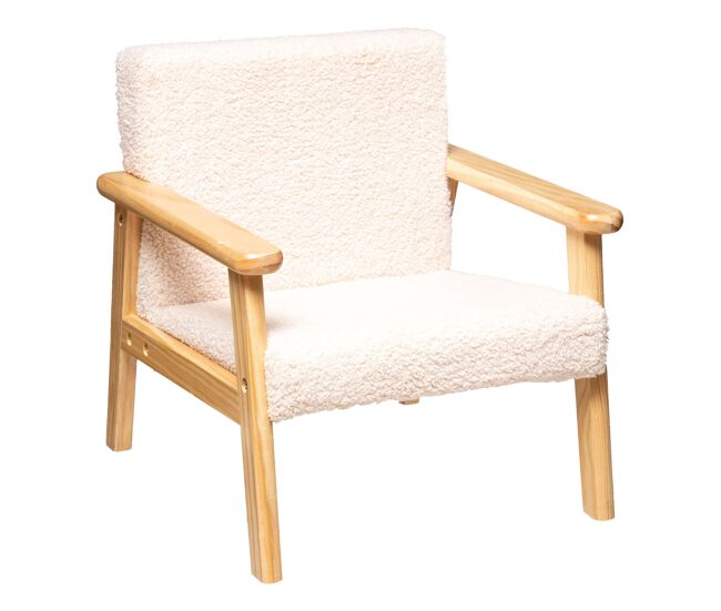 Poltrona infantil basile fabric, móvel para meninos e meninas, bege e carvalho claro, 43 cm