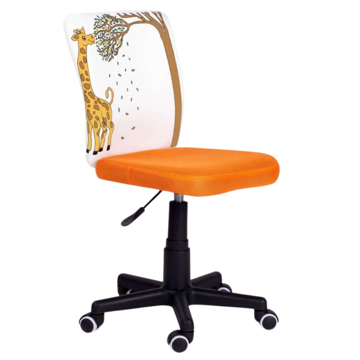 Cadeira infantil giraffe da paint me em laranja e branco com rodas. canetas marcadoras incluídas. 77 x 39 cm.
