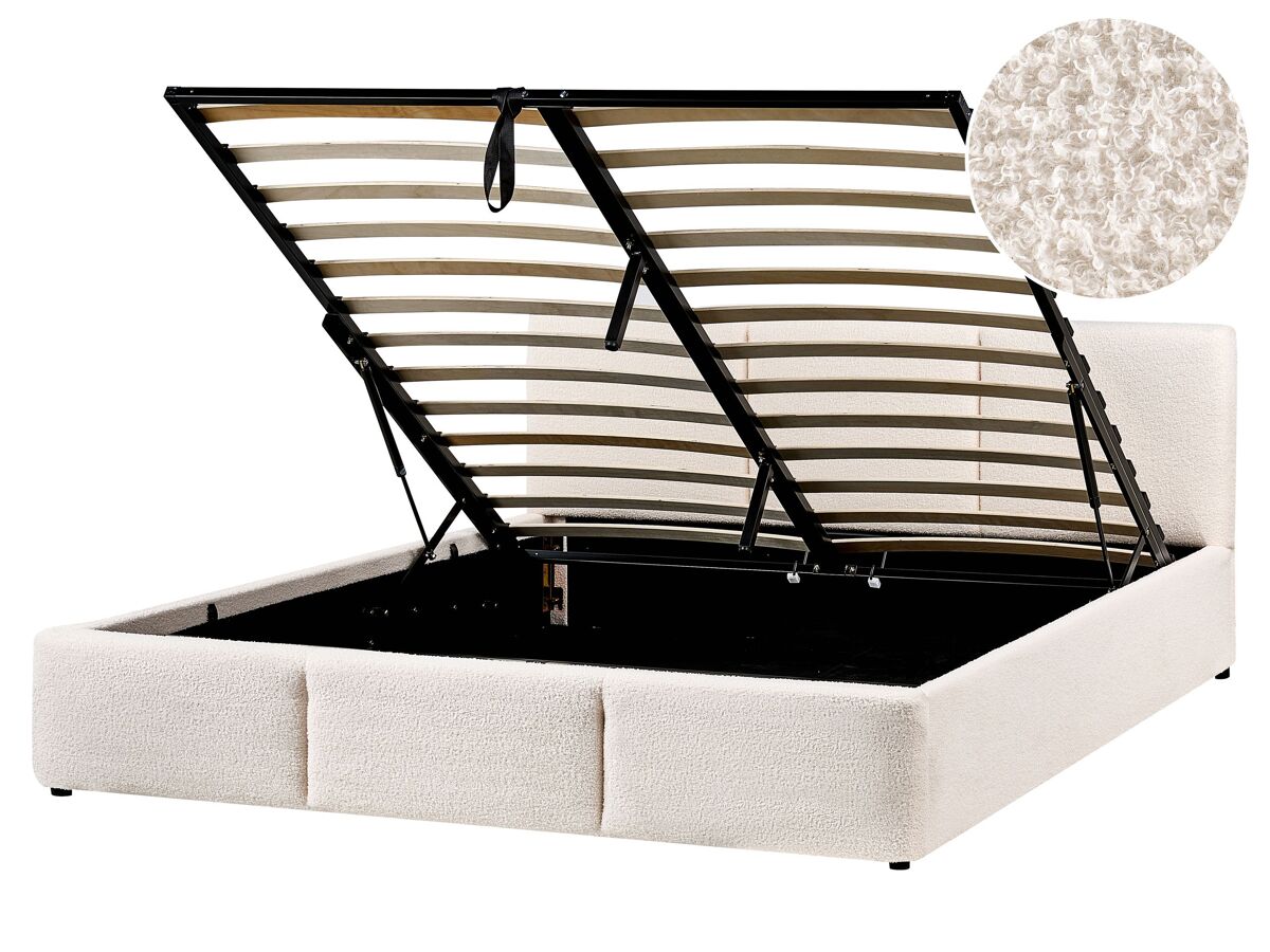 Beliani Cama con almacenaje Bouclé BOUSSE 171x219