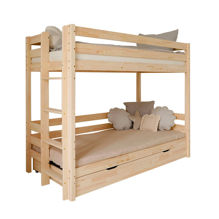 Beliche 90x200 com bases de ripas e gaveta incluídas anaëlle bois