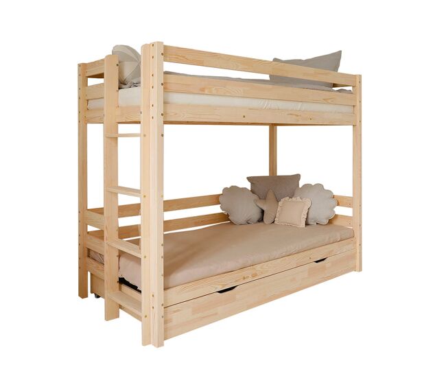Beliche 90x200 com bases de ripas e gaveta incluídas anaëlle bois