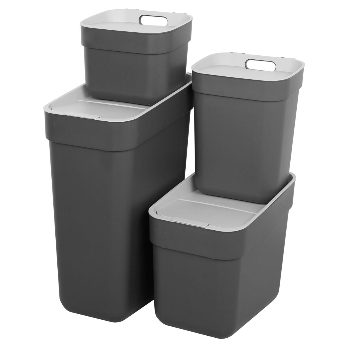 Curver pack 4 contentores de reciclagem ready to collect (30l + 20l + 10l + 5l) cinzento