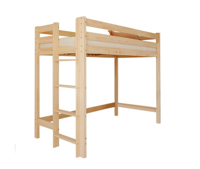 Cama de meia altura 90x200 com base de ripas incluída anaëlle bois