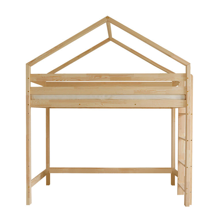 Cama de cabine de meia altura 90x200 com base de ripas incluída candice bois
