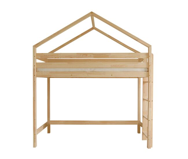 Cama de cabine de meia altura 90x200 com base de ripas incluída candice bois