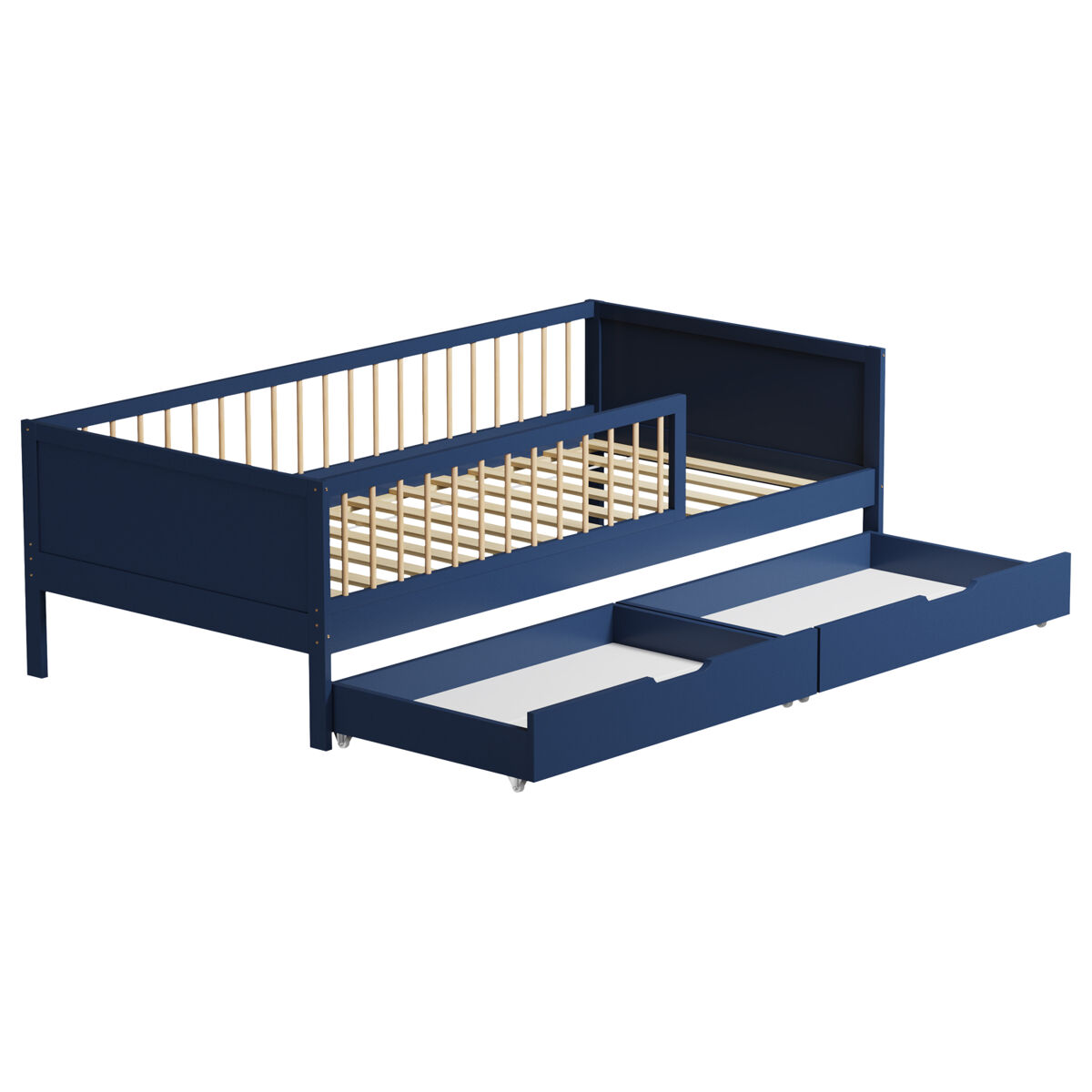 Cama de enfant bleu escuro 190x90cm com gavetas adam