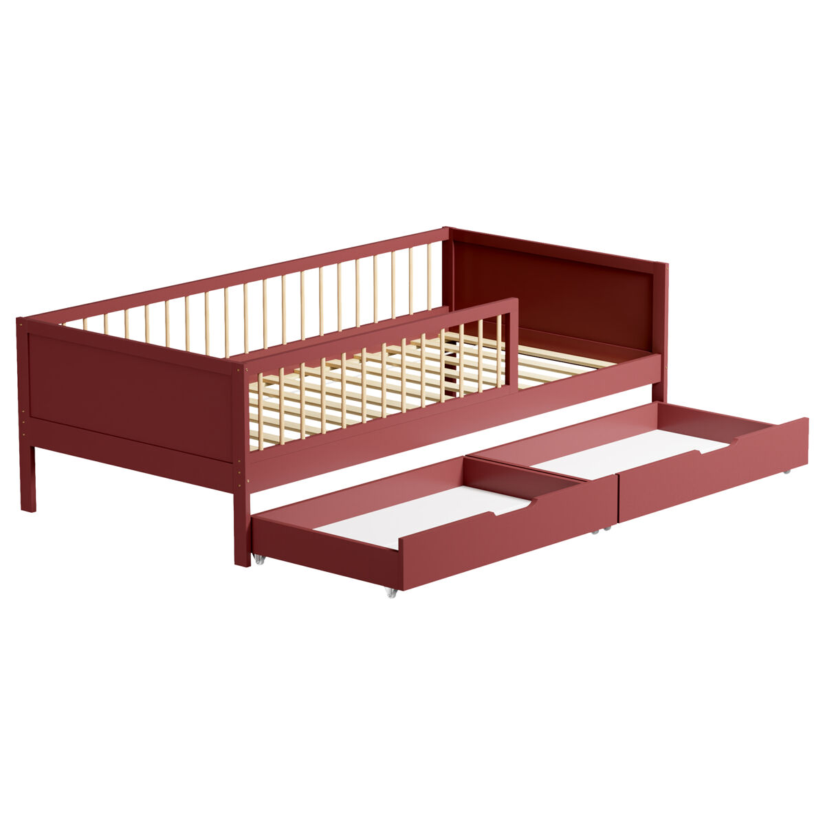 Cama de criança 190x90cm em terracota com gavetas adam