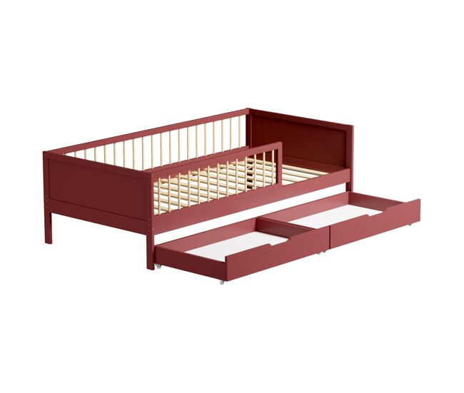 Cama de criança 190x90cm em terracota com gavetas adam