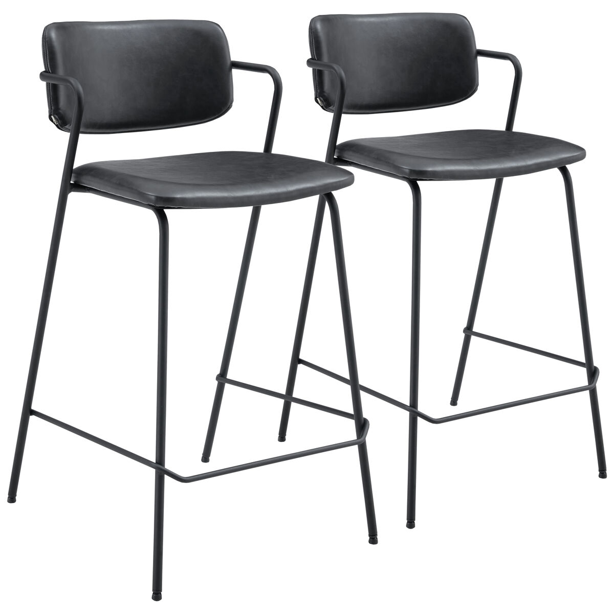 Conjunto de 2 bancos de bar léon em imitação de pele noire