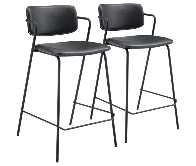 Conjunto de 2 bancos de bar léon em imitação de pele noire