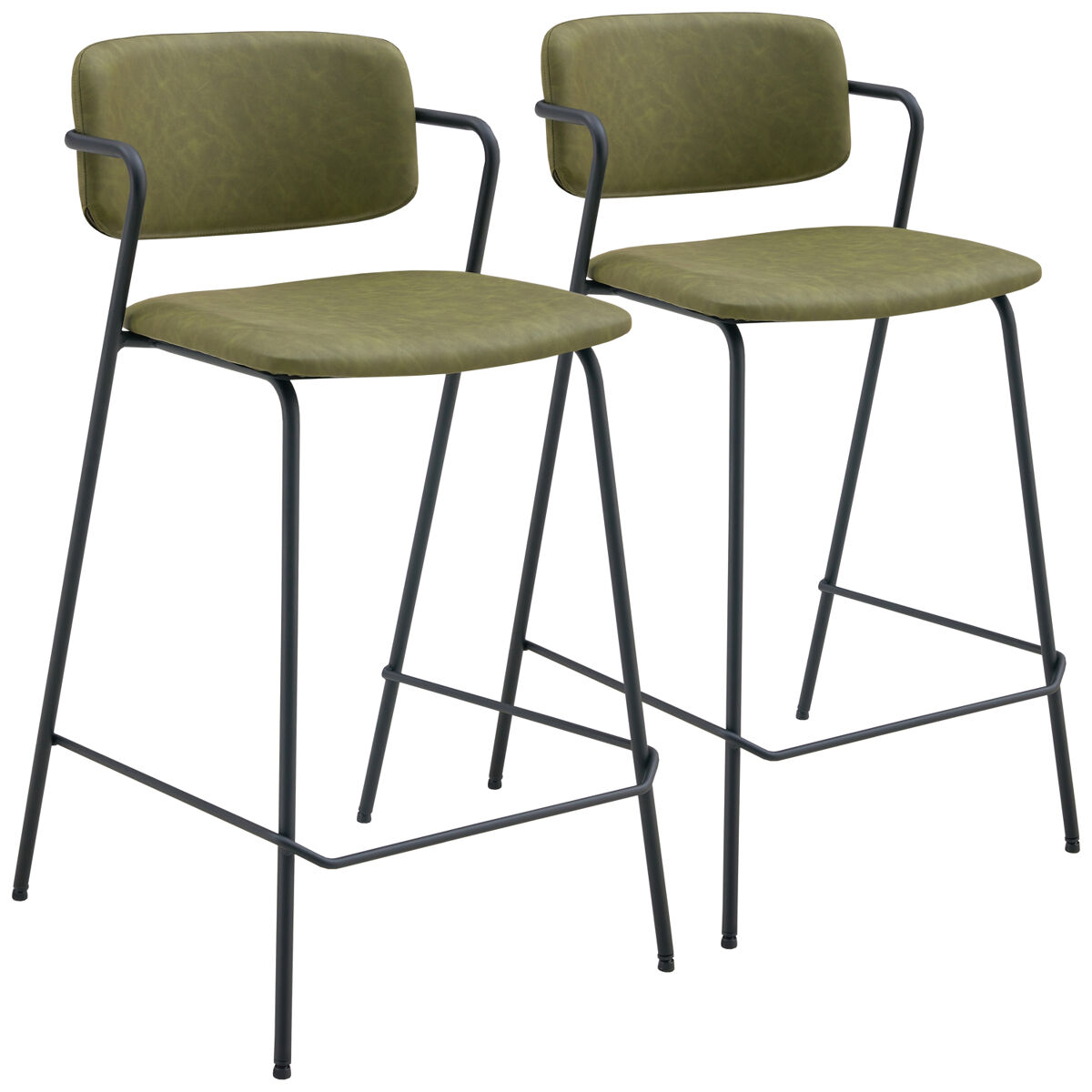 Conjunto de 2 bancos de bar de imitação verde léon