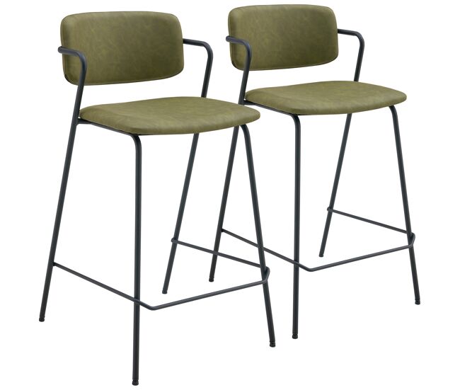 Conjunto de 2 bancos de bar de imitação verde léon