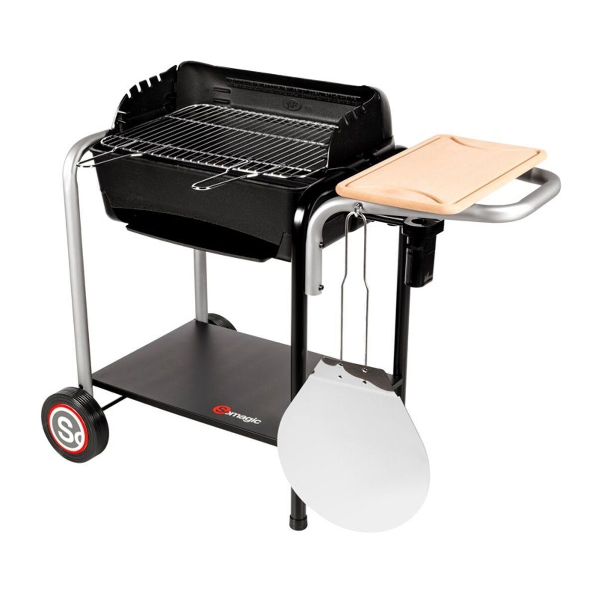 Barbecue a carvão com forno de pizza
