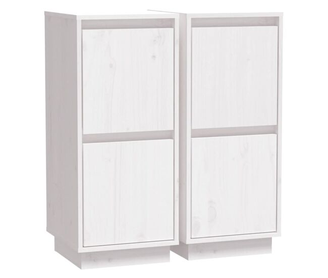 Vidaxl aparadores 2 pcs 31,5x34x75 cm madeira de pinho maciça branco