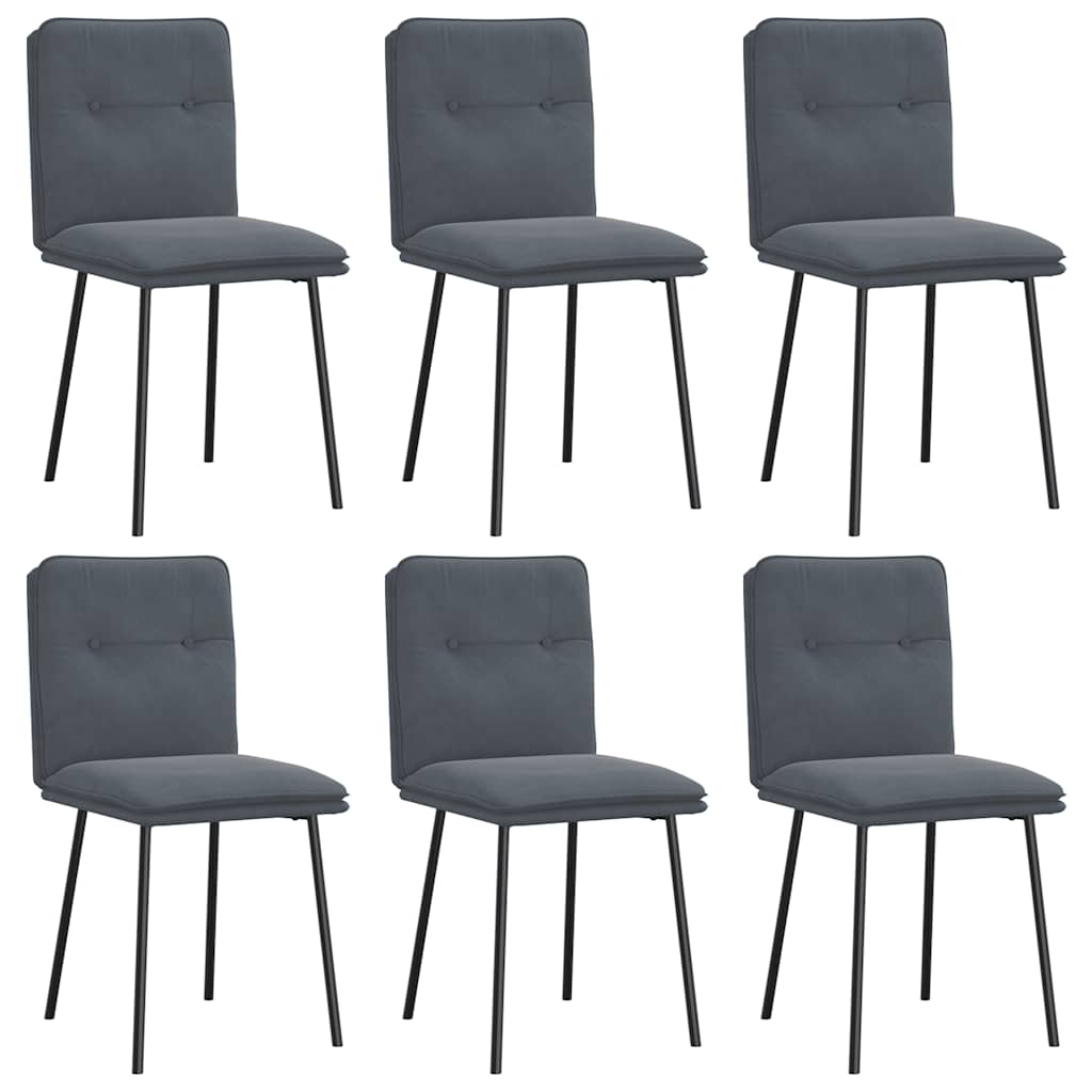 Vidaxl cadeiras de jantar 6 pcs veludo cinzento-escuro