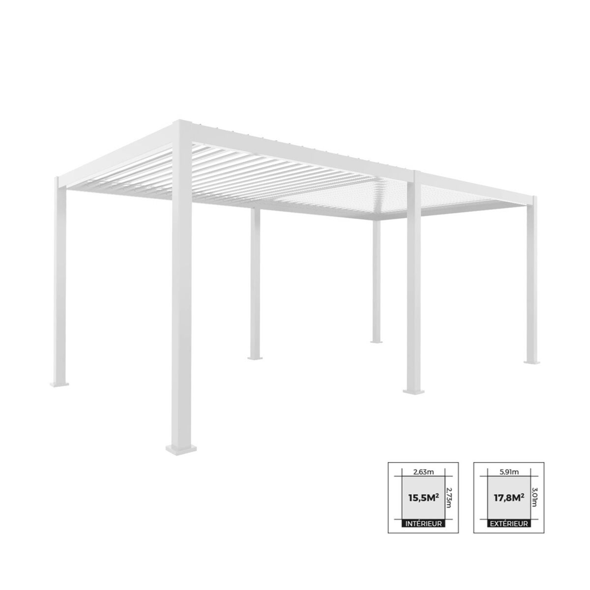 Pérgola bioclimática 3x6m com lâminas ajustáveis , triomphe 3x6m, blanc, 600x300x250 cm