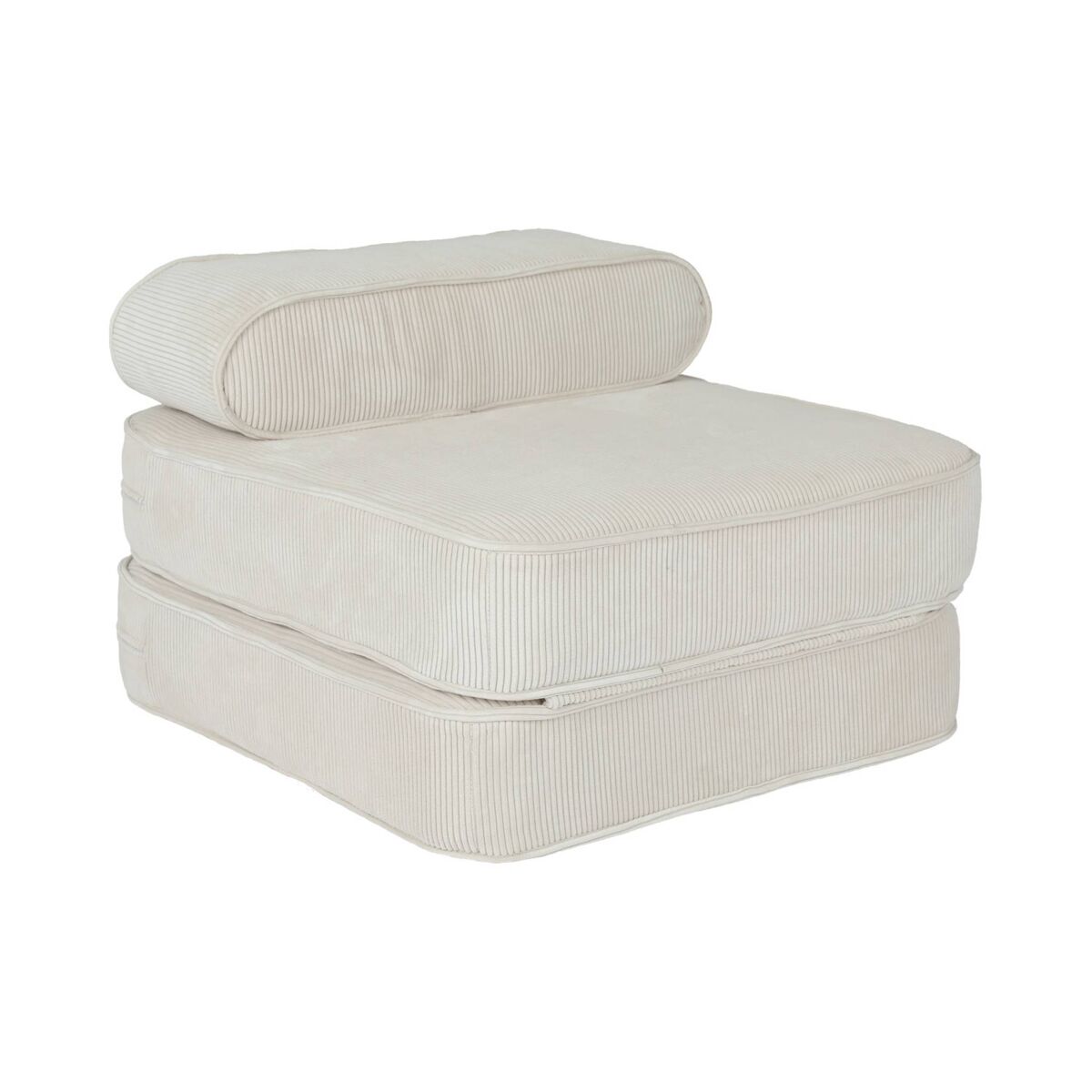 Poltrona infantil em veludo  canelado grosso cor creme, L 66 x P