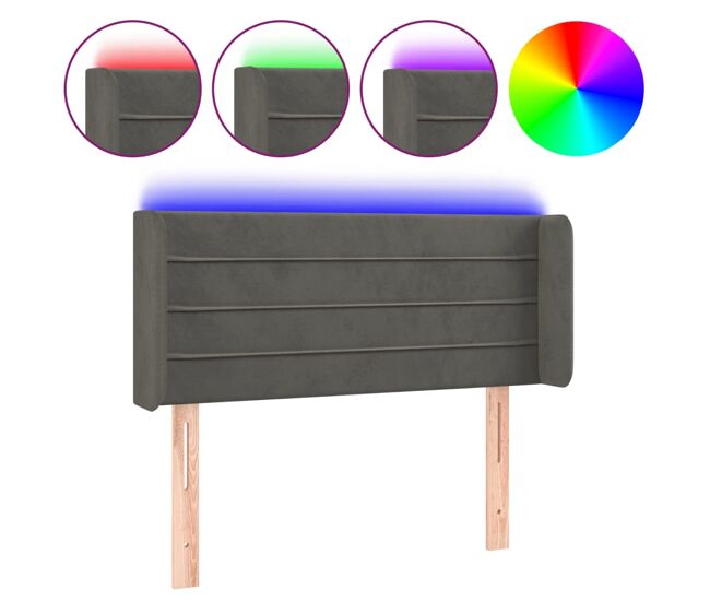 Vidaxl cabeceira cama c/ luzes led veludo 103x16x78/88 cm cinza-escuro