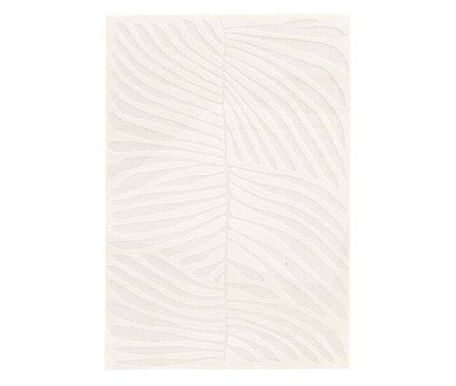 Tapete interior padrão em relevo vegetal creme, lily, 150x80x1.4 cm