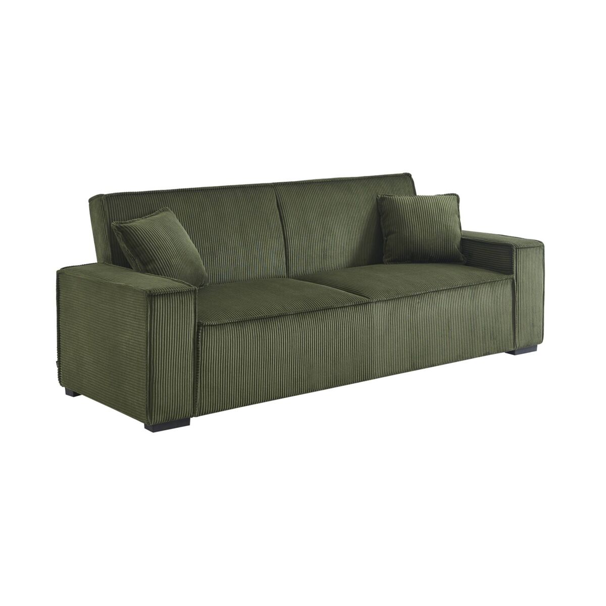 Sofá-cama de bombazina caqui de 3 lugares l 231 x p 96,5 x a 80cm