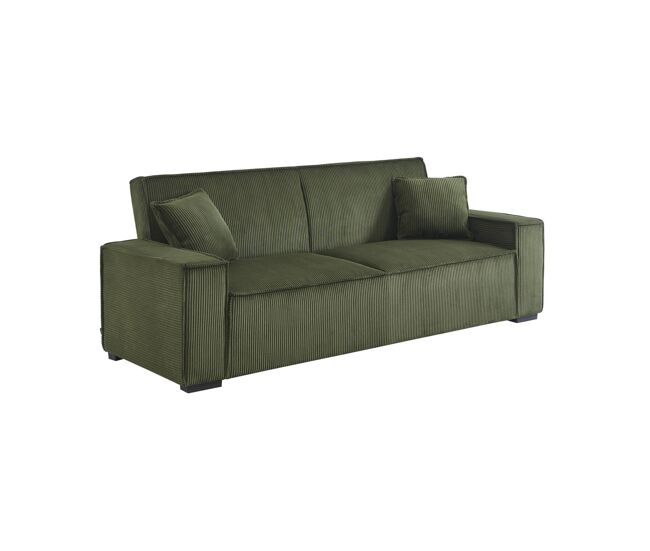 Sofá-cama de bombazina caqui de 3 lugares l 231 x p 96,5 x a 80cm