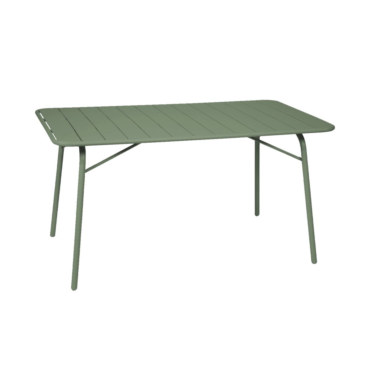 Mesa de jardim dobrável metálica, 6 lugares, amelia 140cm, verde, 141.2x80x72.5 cm