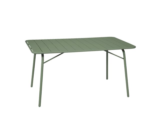 Mesa de jardim dobrável metálica, 6 lugares, amelia 140cm, verde, 141.2x80x72.5 cm