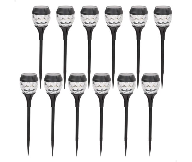 Aktive conjunto de 12 balizas solares led de 5 a 10 lúmens com projeção decorativa