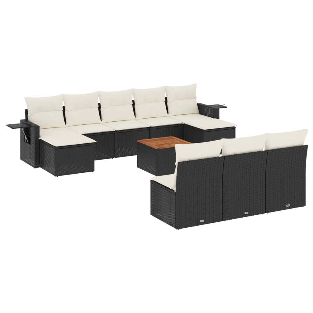 Vidaxl 11 pcs conjunto sofás de jardim c/ almofadões vime pe preto