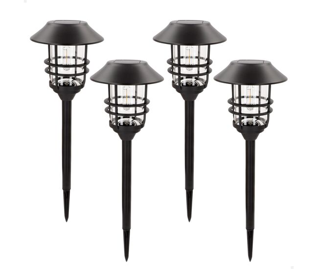Aktive conjunto de 4 balizas solares led luz quente 6 lúmens ip44