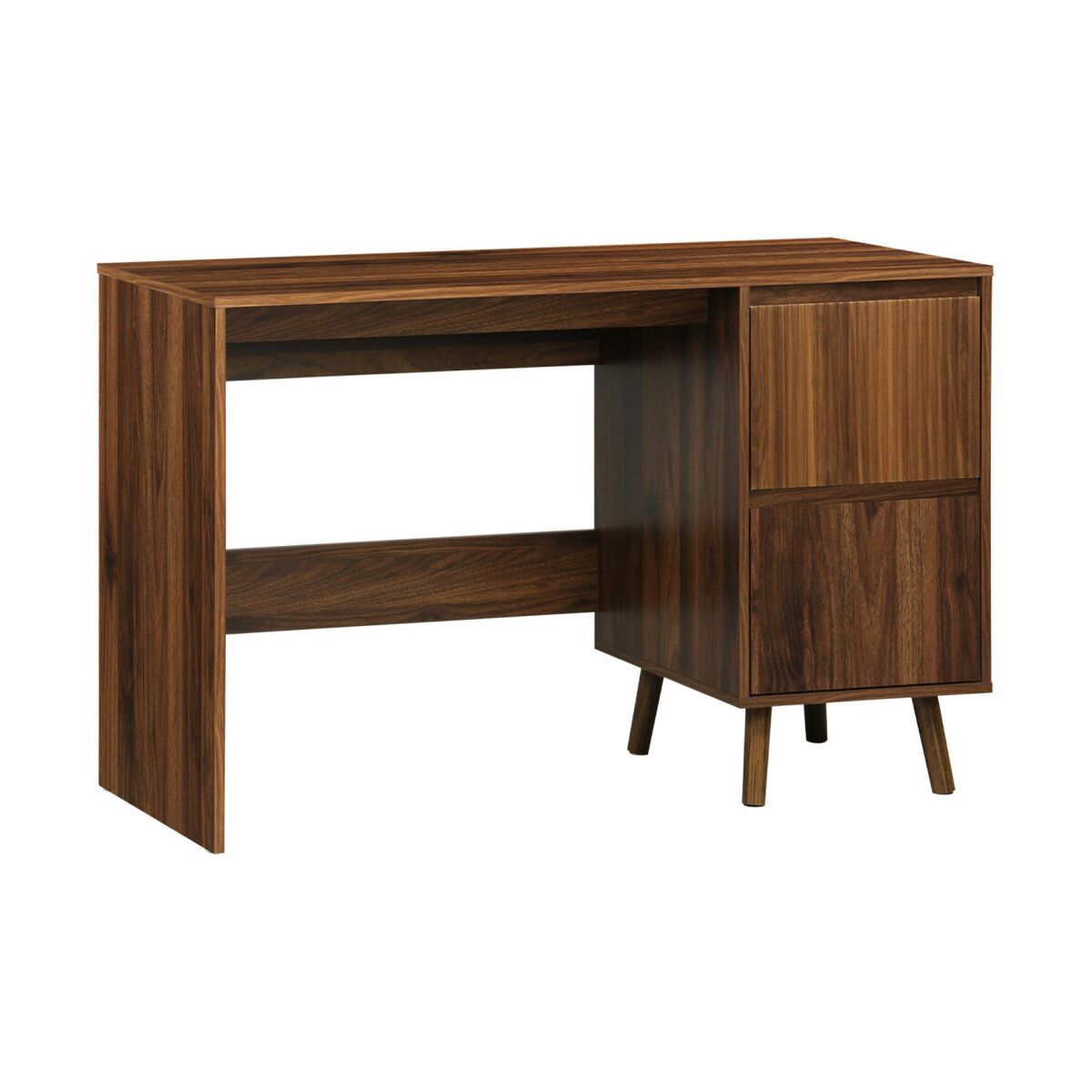 Mesa escandinava de madeira com 2 gavetas, linear, madeira de nogueira, 120x48x75 cm