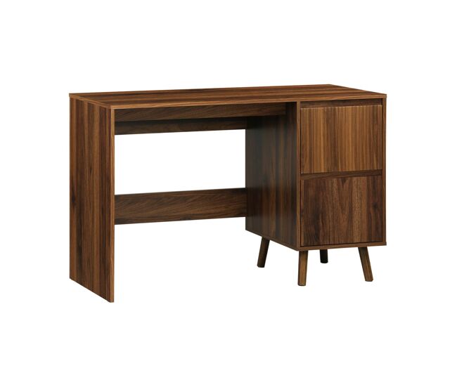 Mesa escandinava de madeira com 2 gavetas, linear, madeira de nogueira, 120x48x75 cm
