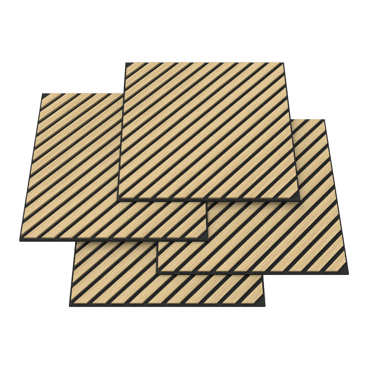 Conjunto de 4 painéis acústicos 3d vang com lâminas diagonais 1,44 m² carvalho [neu.holz]