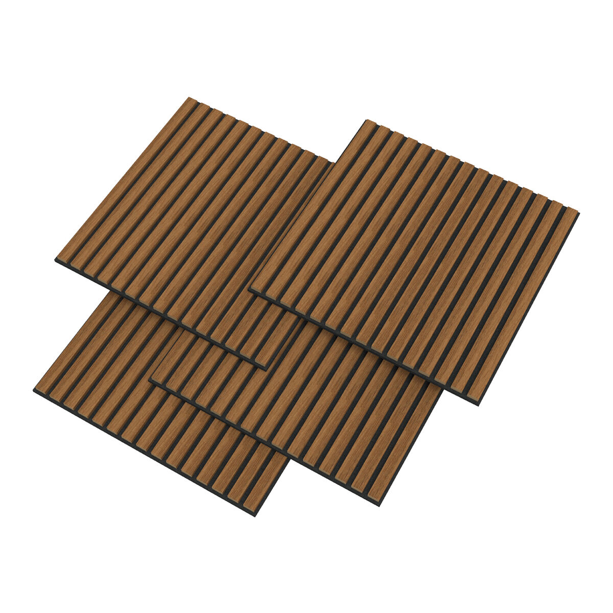 Conjunto de 4 painéis acústicos 3d vang com lâminas lineares 1,44 m² teca [neu.holz]