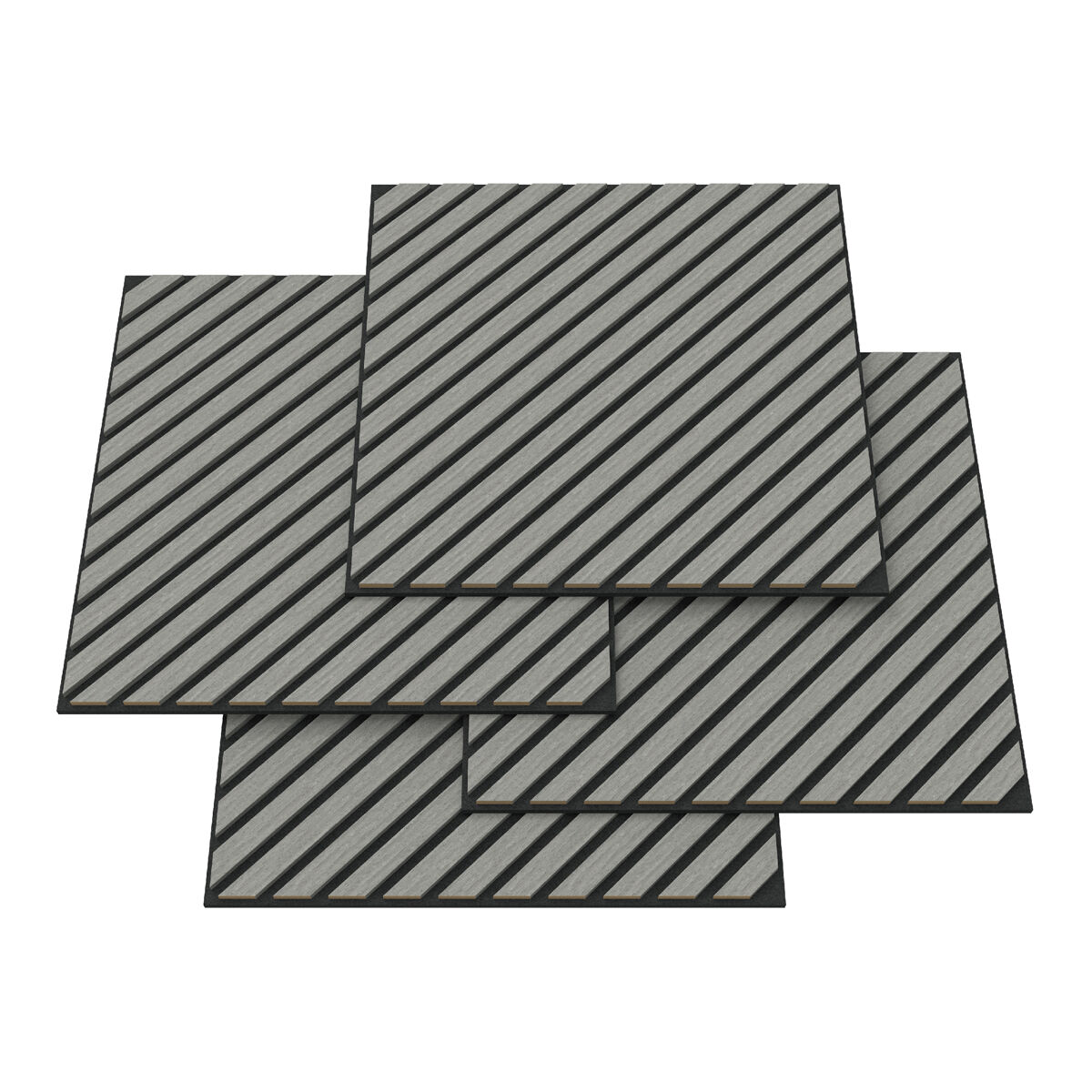 Conjunto de 4 painéis acústicos 3d vang com lâminas diagonais 1,44 m² carvalho cinzento claro [neu.holz]