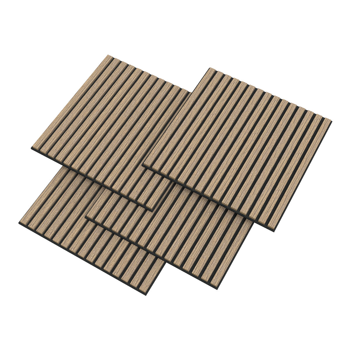 Conjunto de 4 painéis acústicos 3d vang com lâminas lineares 1,44 m² nogueira claro [neu.holz]