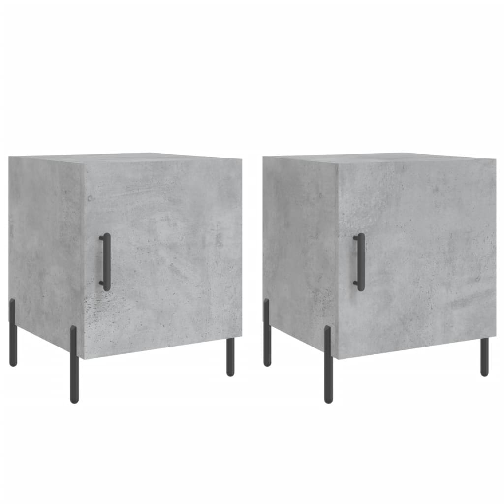 Vidaxl mesa cabeceira 2pcs 40x40x50 cm derivados madeira cinza cimento
