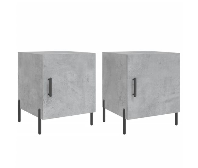 Vidaxl mesa cabeceira 2pcs 40x40x50 cm derivados madeira cinza cimento