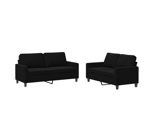 Vidaxl 2 pcs conjunto de sofás com almofadões veludo preto