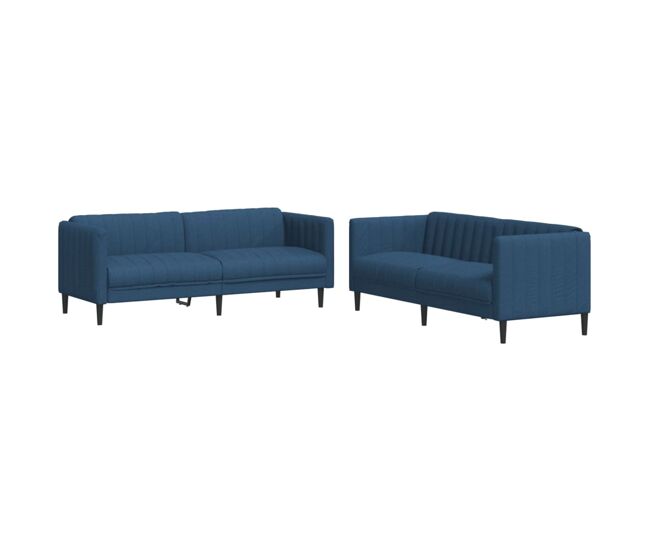 Vidaxl 2 pcs conjunto de sofás tecido azul