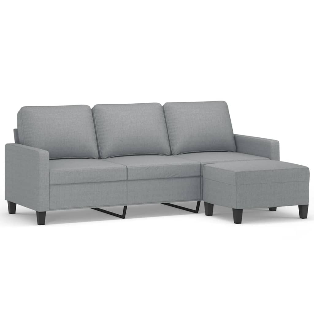Vidaxl sofá de 3 lugares com apoio de pés 180 cm tecido cinzento-claro